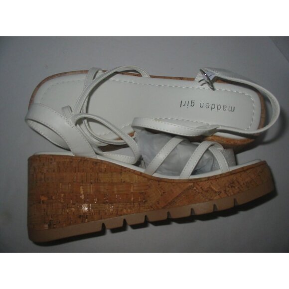 Madden Girl White Cork Wedge Sandals Size 10M - All Man-Made Material - Picture 4 of 5